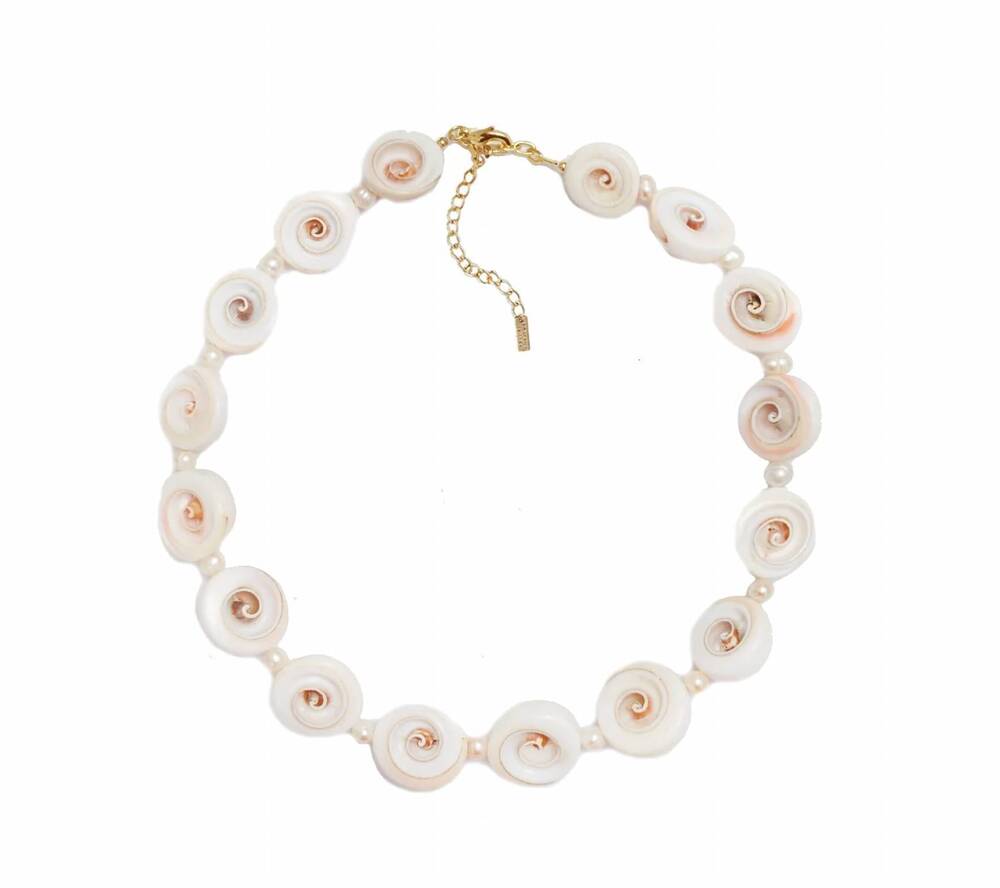 NEW ADRIANA PAPPAS women's spiral shell necklace in white